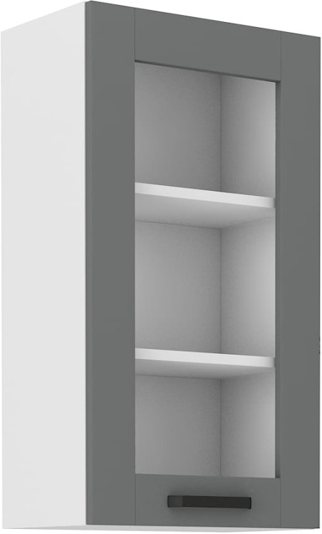 Górna szafka wisząca z witryną do kuchni z kolekcji LUNA 40 GS-90 1F Szary/Biały