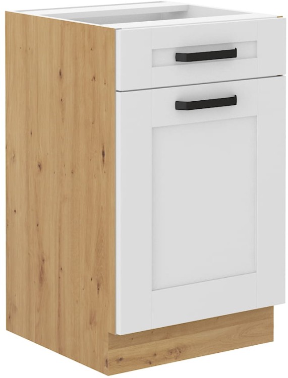 Szafka kuchenna z kolekcji Luna w kolorze biały/dąb artisan 50 cm 1 szuflada 1 szafka