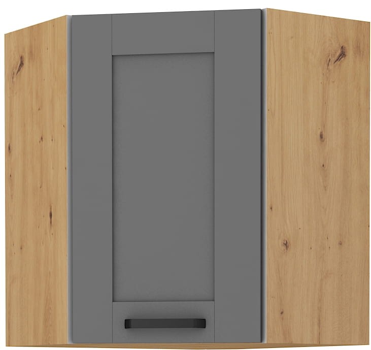 Górna szafka narożna wisząca do kuchni z kolekcji LUNA 58x58 GN-72 1F Szary/Dąb Artisan