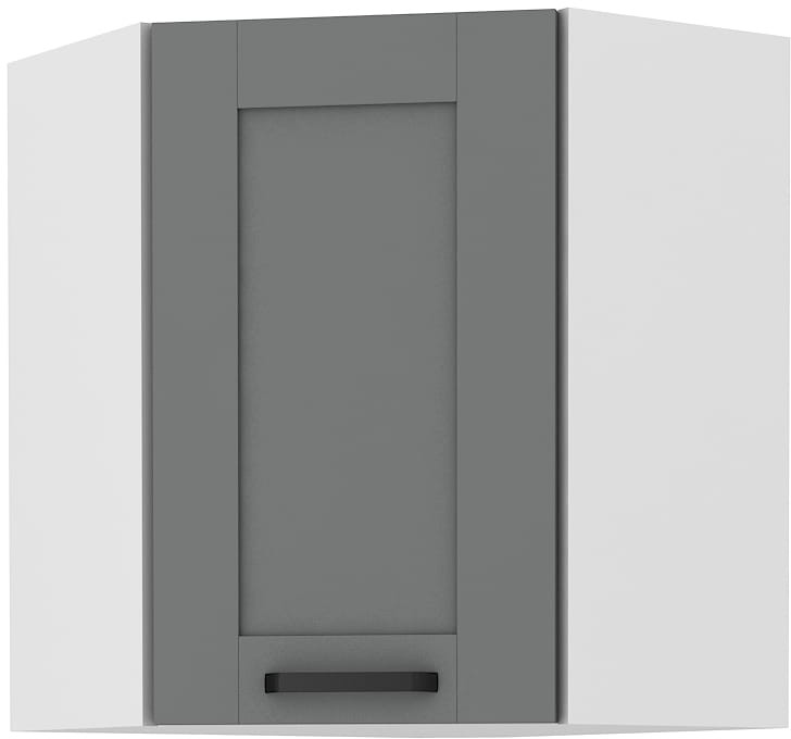 Górna szafka narożna wisząca do kuchni z kolekcji LUNA 58x58 GN-72 1F Szary/Biały