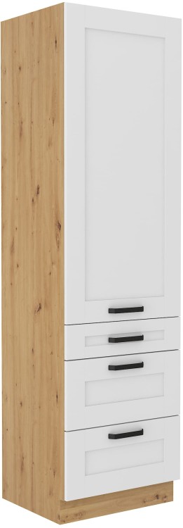 Stojąca szafka wysoka słupek do kuchni z kolekcji LUNA 60 DKS-210 3S 1F Biały/Dąb Artisan