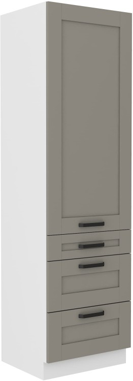 Stojąca szafka wysoka słupek do kuchni z kolekcji LUNA 60 DKS-210 3S 1F Gliniasty Szary/Biały