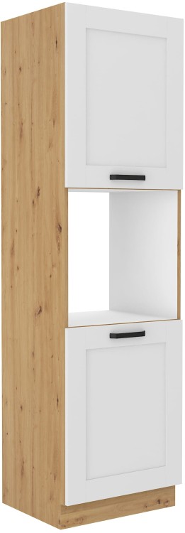 Stojąca szafka wysoka słupek do kuchni z kolekcji LUNA 60 DP-210 2F Biały/Dąb Artisan