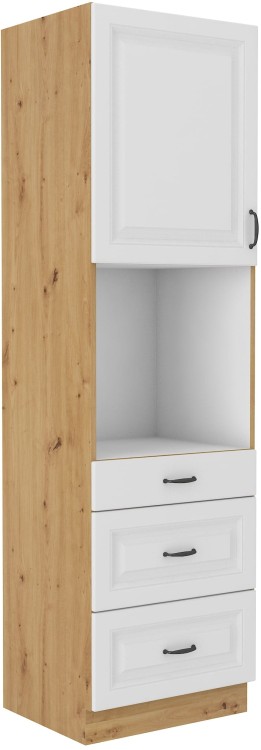 Wysoka szafka do kuchni pod piekarnik słupek na piekarnik z szufladami STILO 60 DPS-210 3S 1F biały/dąb artisan