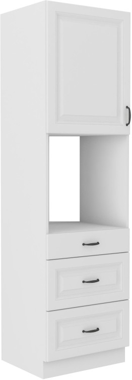 Wysoka szafka do kuchni pod piekarnik słupek na piekarnik z szufladami STILO 60 DPS-210 3S 1F Biała