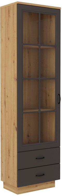 Witryna z szufladami do salonu Flawia WHAR 60 1D 2S Grafit/Artisan