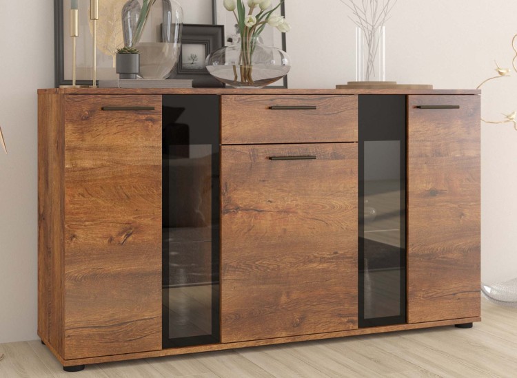 Komoda z szufladą Salsa DL20 3D 1S Dąb Lefkas + LED