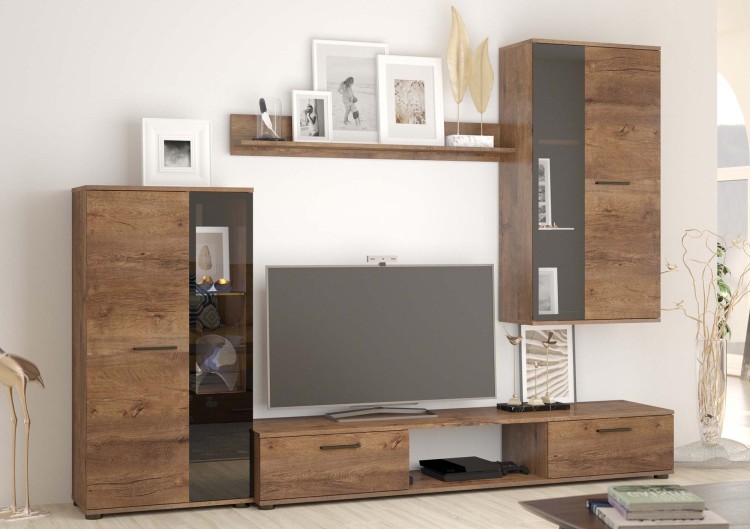 Meblościanka pod telewizor Salsa DL01 Dąb Lefkas + LED