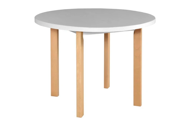 Okrągły stół kuchenny do jadalni mały 100x100 Poli 2 Bukowy/Biały - internetowy sklep meblowy BIRD Meble