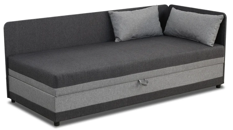 Łóżko młodzieżowe jednoosobowe z pojemnikiem na pościel Hirek 80x200 grafitowe/szare - internetowy sklep meblowy BIRD Meble