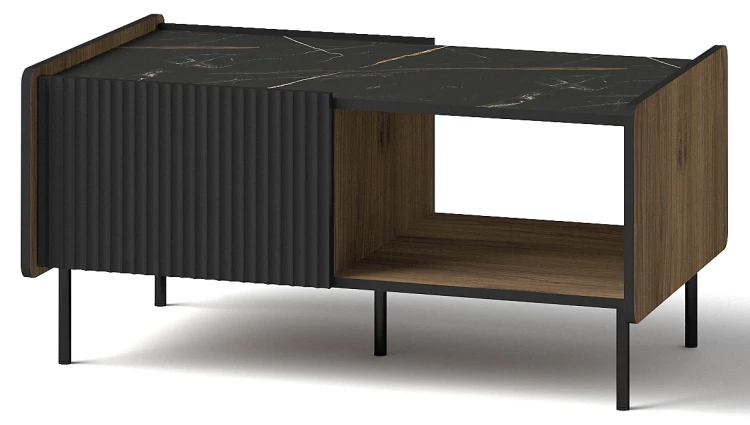Stolik kawowy do salonu ze schowkiem Prestigo P11 w kolorze czarnym/orzech/San Sebastian