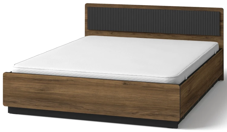 Łóżko 160x200 sypialniane Prestigo p13 w kolorze czarnym/orzech/San Sebastian