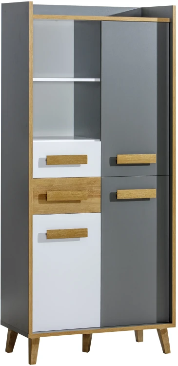 Szafka z regałem 90 cm do pokoju młodzieżowego Werso W3 Dąb Riveria/Biały/Antracyt