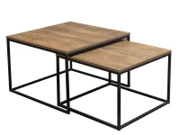 Zestaw stolik kawowy 2w1 loft w stylu industrialnym - wysunięty stolik