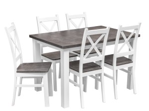 Stół z 6 krzesłami do kuchni jadalni Z062 Biały/Beton