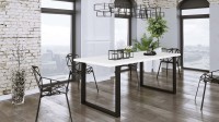 Nowoczesny Stół 185x67 loft w stylu industrialnym do biura gabinetu kuchni jadalni salonu z metalowymi nogami czarnymi prostymi stabilny porządny solidny biały aranżacja