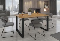 Nowoczesny Stół 138x90 loft w stylu industrialnym do biura gabinetu kuchni jadalni salonu z metalowymi nogami czarnymi prostymi stabilny porządny solidny gruby blat aranżacja