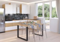 Nowoczesny Stół 138x67 loft w stylu industrialnym do biura gabinetu kuchni jadalni salonu z metalowymi nogami czarnymi prostymi stabilny porządny solidny gruby blat dąb artisan aranżacja