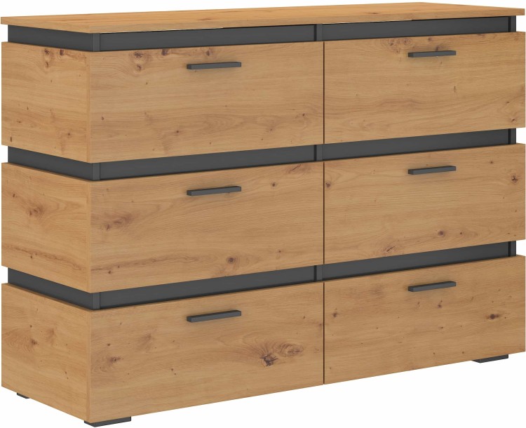Komoda Faro dąb artisan czarny grafit szuflady