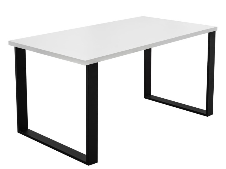 Stół z metalowymi nogami biały blat loft