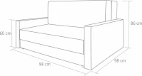 sofa fotel amerykanka rozkładana do przodu Tedi 1 wymiary  - internetowy sklep meblowy Bird Meble