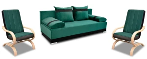 Zestaw wypoczynkowy do salonu sofa Orlean + 2 fotele Girona Ciemny Zielony