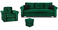 Zestaw wypoczynkowy do salonu Merida sofa i fotel z podnóżkiem ciemny zielony - internetowy sklep meblowy Bird Meble