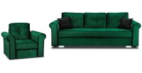 Zestaw wypoczynkowy do salonu Merida sofa i fotel ciemny zielony - internetowy sklep meblowy Bird Meble