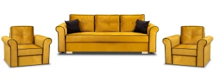 Zestaw wypoczynkowy do salonu Merida Sofa + 2 Fotele Żółty