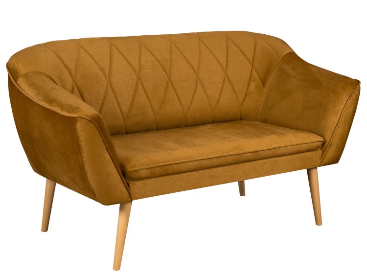 Sofa dwuosobowa skandynawska Rosa 2 złota - internetowy sklep meblowy Bird Meble