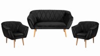 Zestaw wypoczynkowy skandynawski sofa dwuosobowa 2 fotele Rosa antracytowy - internetowy sklep meblowy Bird Meble