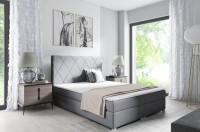 łóżko kontynentalne 160x200 z pojemnikiem tapicerowane do sypialni z materacem szare Marcus internetowy sklep meblowy Birdmeble