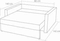 sofa fotel amerykanka rozkładana do przodu Tedi 1 wymiary po rozłożeniu - internetowy sklep meblowy Bird Meble