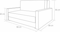 sofa fotel amerykanka rozkładana do spania Tedi 1 wymiary  - internetowy sklep meblowy Bird Meble