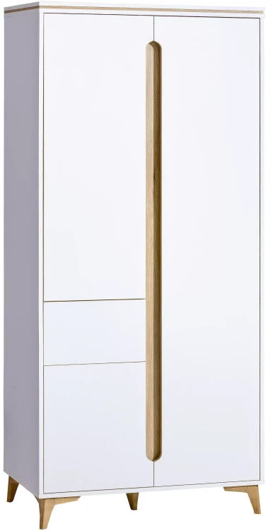 Szafa 90 cm z szufladą Gappa 01 półki biały/jesion - internetowy sklep meblowy Bird Meble
