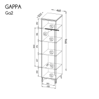 Szafa 47 cm z półkami Gappa 02 wymiary - internetowy sklep meblowy Bird Meble