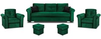 Zestaw wypoczynkowy do salonu Merida kanapa sofa z funkcją spania i dwa fotele z pojemnikiem oraz podnóżkami ciemny zielony - internetowy sklep meblowy Bird Meble