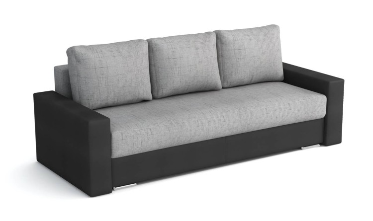 Kanapa z funkcją spania i pojemnikiem do salonu sofa Klass czarny/srebrny - internetowy sklep meblowy Bird Meble