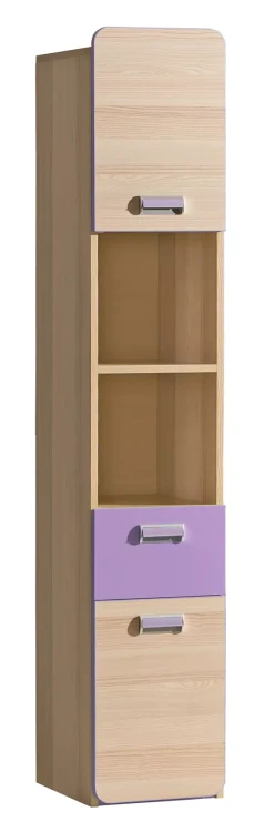 Regał 35 cm z szufladą Lorento 03 do pokoju dziecięcego młodzieżowego jesion/fioletowy - internetowy sklep meblowy Bird Meble