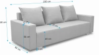 Sofa rozkładana do przodu z pojemnikiem Burgos wymiary - internetowy sklep meblowy Bird Meble