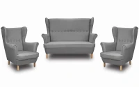 Zestaw wypoczynkowy skandynawski sofa uszak + 2x fotel uszak szary - internetowy sklep meblowy Bird Meble