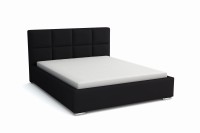 Łóżko tapicerowane 140x200 z materacem do sypialni - Alaska Czarne