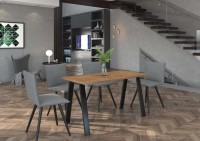 Stół do jadalni salonu Loft z metalowymi nogami Kleo 138x67 aranżacja - internetowy sklep meblowy Bird Meble
