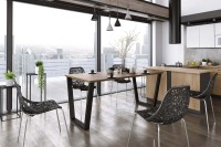 Nowoczesny Stół 185x67 loft w stylu industrialnym do biura gabinetu kuchni jadalni salonu z metalowymi nogami czarnymi V stabilny porządny solidny dąb lancelot aranżacja