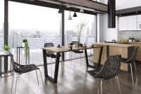 Nowoczesny Stół 185x67 loft w stylu industrialnym do biura gabinetu kuchni jadalni salonu z metalowymi nogami czarnymi V stabilny porządny solidny dąb lancelot aranżacja