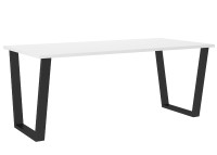 Stół 185x90 loft w stylu industrialnym do biura gabinetu kuchni jadalni salonu z metalowyminogami czarnymi V stabilny porządny solidny biały