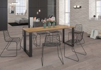 Nowoczesny Stół 185x67 loft w stylu industrialnym do biura gabinetu kuchni jadalni salonu z metalowymi nogami czarnymi prostymi stabilny porządny solidny aranżacja z krzesłami