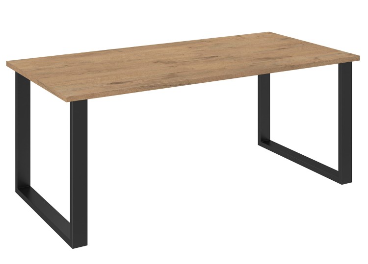 Nowoczesny Stół 185x90 loft w stylu industrialnym do biura gabinetu kuchni jadalni salonu z metalowymi nogami czarnymi prostymi stabilny porządny solidny dąb lancelot