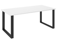 Nowoczesny Stół 185x90 loft w stylu industrialnym do biura gabinetu kuchni jadalni salonu z metalowymi nogami czarnymi prostymi stabilny porządny solidny biały