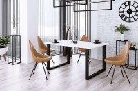 Nowoczesny Stół 185x90 loft w stylu industrialnym do biura gabinetu kuchni jadalni salonu z metalowymi nogami czarnymi prostymi stabilny porządny solidny biały aranżacja